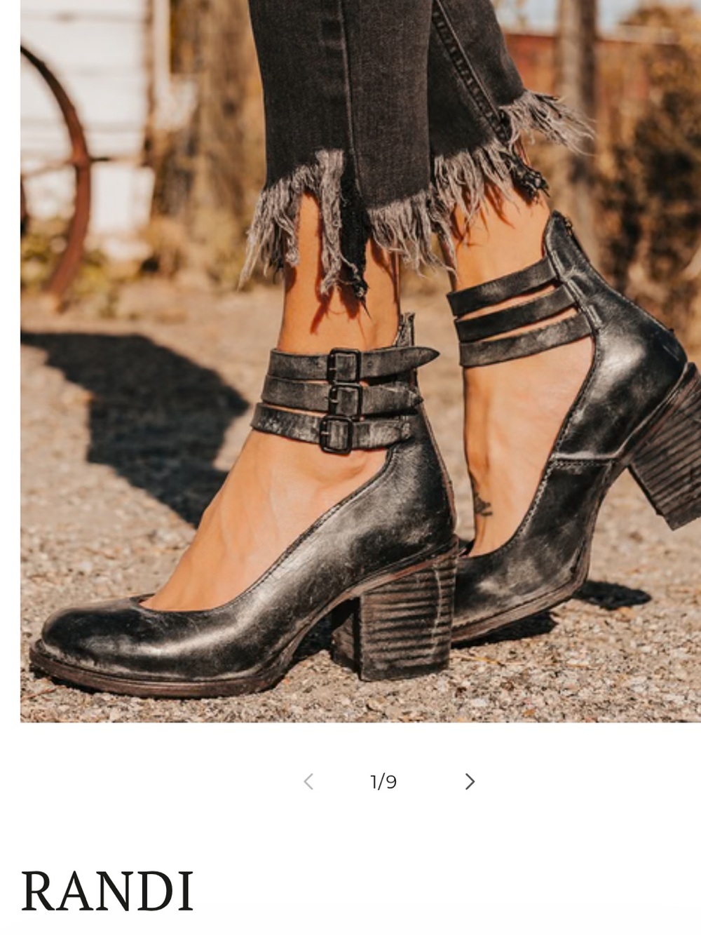 freebird Black Leather Ankle-Strap Block Heels